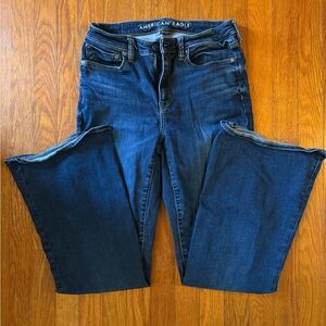 American Eagle Outfitters Women's Dark Blue Flare Leg Jeans
